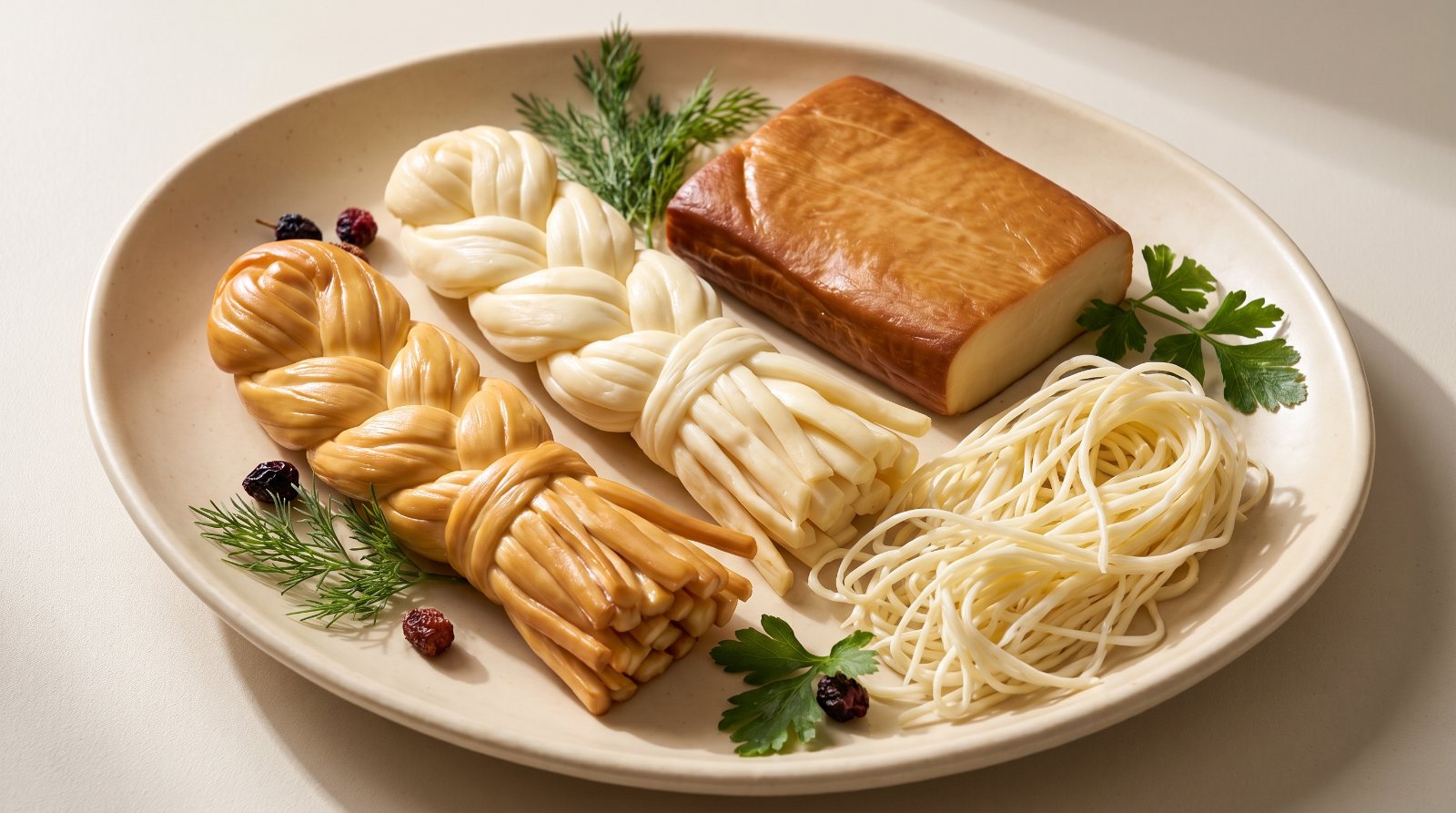 Рассольные сыры: косички, балык, паутинка